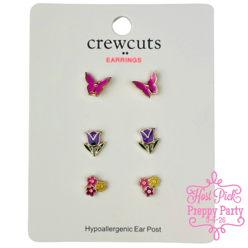J. CREW Butterfly Earring Set Tulips Flowers Studs